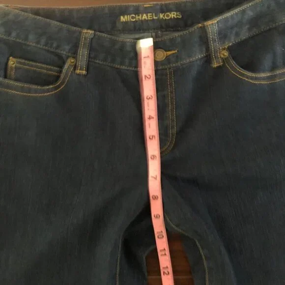 Michael Kors Womens Jeans Dark Wash Size 6 Brown Stitching - Picture 10 of 11
